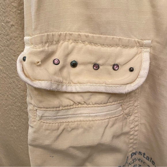 Vintage DA-NANG Light Yellow Y2K Graphic Embellished Cargo Pants Size Medium - Picture 5 of 14